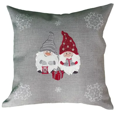 Produktbild von Kissenhülle 40 x 40 cm mit Stickerei Wichtel 40 x 40 cm Kissenhülle hellgrau