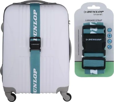 Produktbild von Dunlop Koffergurt 180×5 cm – Universal Gepäckgurt mit verstellbarer Länge und Klickverschluss – Blau/Grau