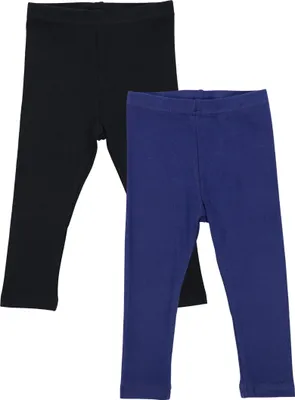 Produktbild von TupTam Baby Mädchen Leggings Lang – 2er Pack – Weiche Baumwollhose in Pastellfarben – Blickdicht & Bequem, Farbe: Schwarz/ Navy, Größe: 92/98