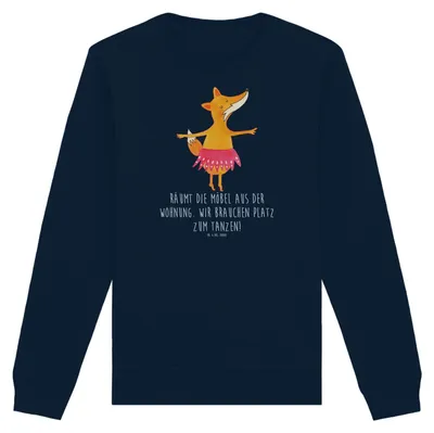 Produktbild von Mr. & Mrs. Panda Baumwoll Sweatshirt Fuchs Ballerina Größe L - French Navy - Geschenk, Party, Pullover, Yeah, Sweater, Tanzen, Bio, Pulli