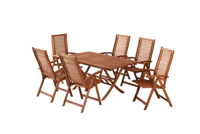 Produktbild von Merxx Gartenmöbelset Cordoba 7tlg., 6 Klappsessel, 1 Klappausziehtisch 110 (160) x 90 cm - Eukalyptus