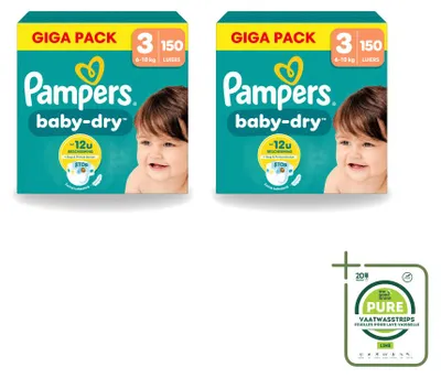 Immagine prodotto di 2 confezioni di pannolini Pampers Baby-Dry, taglia 3 - confezione grande - 2 pezzi