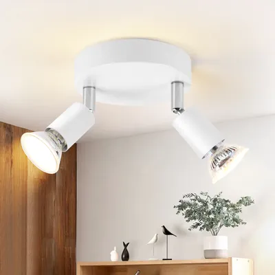 Image de ZMH Spot de plafond LED lampe de cuisine GU10 - Lampe de plafond 2 flammes ronde 350° spot de plafond pour cuisine couloir chambre salon - sans ampoules