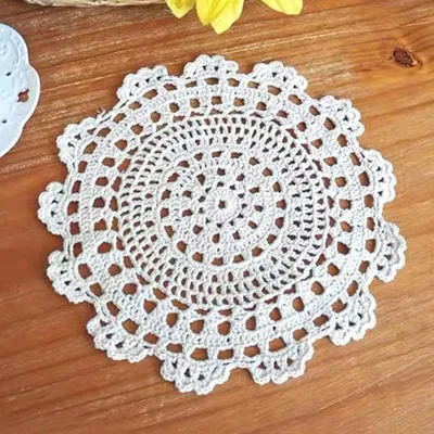 Obrázok produktu pre 25 cm ručne háčkované bavlnené podložky béžová sada 4