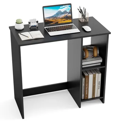 Produktbild von COSTWAY Kleiner Schreibtisch, Computertisch mit 2 Fächern, Bürotisch für kleine Räume, PC-Tisch im schlichter Stil, 80 x 40 x 74 cm, Schwarz