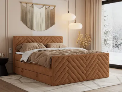 Produktbild von MKS MEBLE Boxspringbett 120x200 mit Bettkasten Matratze H4 - Paris King Duo - Orange Struktur