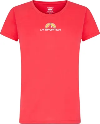 Rotes T-Shirt für Damen von La Sportiva mit Logo auf der Brust.