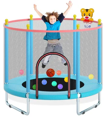 Produktbild von Omgoods – Kindertrampolin mit Sicherheitsnetz und Basketballring, 150 cm