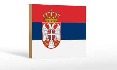Produktbild von Holzschild Flagge Serbiens 18x12 cm Flag of Serbia Dekoration