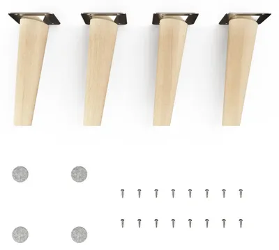 Produktbild von 4x sossai Holzfüße rund - schräge Ausführung 15cm Buche Naturbelassen