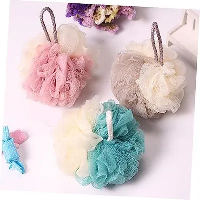 Produktbild von 4 Stück Duschbälle aus Nylon für Haushalt, Körperpeeling | Schaumbad Luffa, mit Lanyard zum Aufhängen, für Weihnachten, Feiertage und Babyshower
