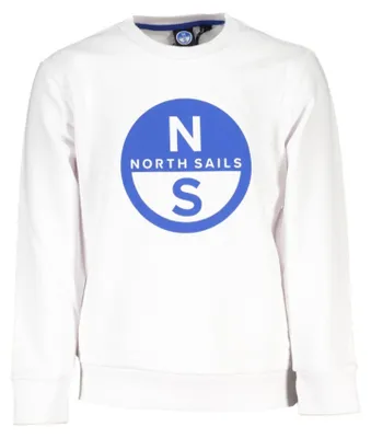 Produktbild von Weißes Bio-Sweatshirt für Kinder - Langarm, Rundhals, Aufdruck