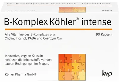 Produktbild von B-Komplex Köhler intense Kapseln schützt die Inhaltsstoffe vor den sauren Bedingungen im Magen, 90 St. Kapseln