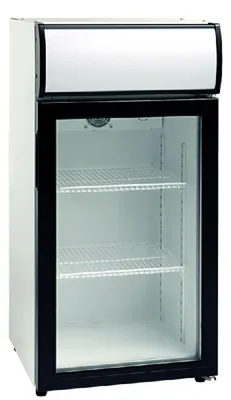 Productafbeelding van ScanDomestic SC 81 BE, koelkast voor presentatie, vrijstaand, zwart, staal, rechtsdraaiend, met glazen deur