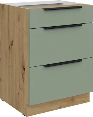 Immagine prodotto di Mobiletto LUNARA - larghezza 60 cm, verde / rovere artigianale