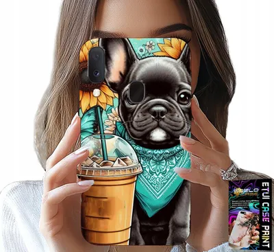 Produktbild von Fall Für Samsung Galaxy A20E - Bulldogge Coffi Liebe, Sonnenblumen, Psi Fall