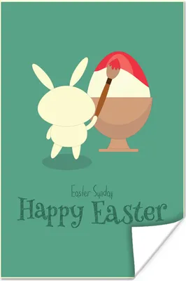 Produktbild von MuchoWow® Poster Ostern - Zitate - Ostersonntag frohe Ostern - Hase - Osterei 60x90 cm - Wanddekoration