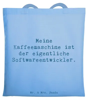 Produktbild von Mr. & Mrs. Panda Jutebeutel Spruch Softwareentwickler Held - Sky Blue - Geschenk, Programmierer, Geschenke für Berufstätige, Berufe, Shopping Tasche, Coding, Schultasche