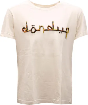 Productafbeelding van 8173AH meisjes T-shirt van DONDUP, off-white kleur, met kralen, gemaakt van katoen