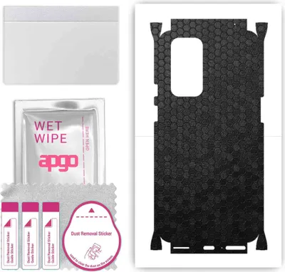 Produktbild von apgo Rückseite + Seiten Schutzfolie, Skin, kompatibel mit OnePlus 9 Pro, Hinten Displayschutzfolie aus Vinylfolie, kratzfest, einfache Montage - Schwarze Honigwabe