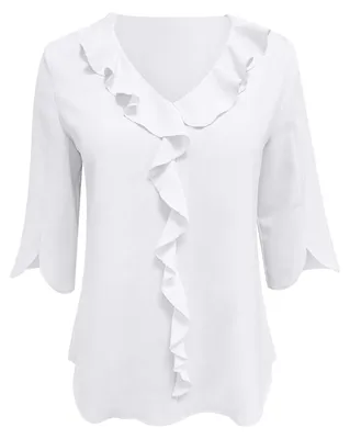 Productafbeelding van Chiffonblouse met Halflange Mouwen en V-hals voor Dames