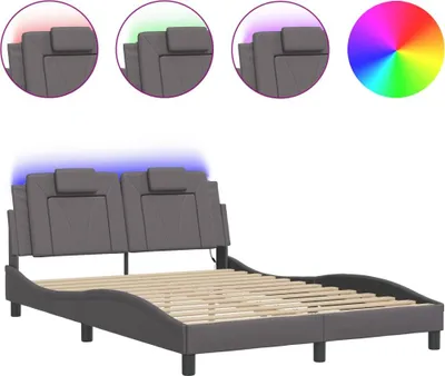 Imagen del producto de Estructura de cama "Viana" con iluminación LED, sin colchón, color gris, 120x200 cm