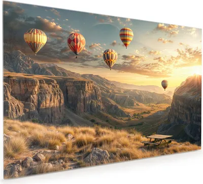 Produktbild von Küchenrückwand Spritzschutz Glas mit Motiv Landschaft mit Ballons 40 x 40 cm