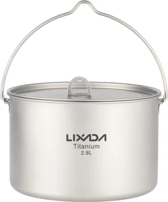 Obrázek produktu pro Lixada 2.8L Titanium Pot Ultralight Portable Hanging Pot with Lid Outdoor Camping Hiking Backpacking