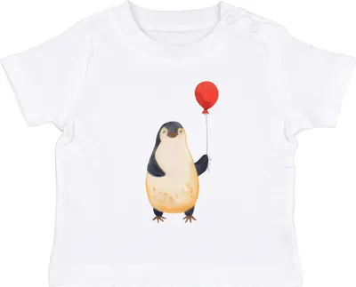 Produktbild von Mr. & Mrs. Panda  T-Shirt Pinguin Luftballon 12. - 18. Monat - Weiß - Geschenk, Liebe, Baby, Jahrmarkt, Babyshirt, Geschenkidee, Kinder Shirt, Kleinkind, Freundin