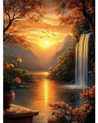 Produktbild von NORIMPEX Diamantov kleiner Wasserfall bei Sonnenuntergang 30x40cm