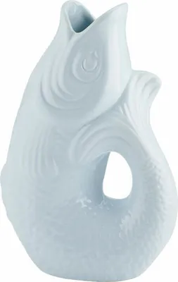 Image de Gift Company Vase Monsieur Carafon S, vase décoratif en forme de poisson, faïence, Blue Horizon, 25 cm, 1087403009