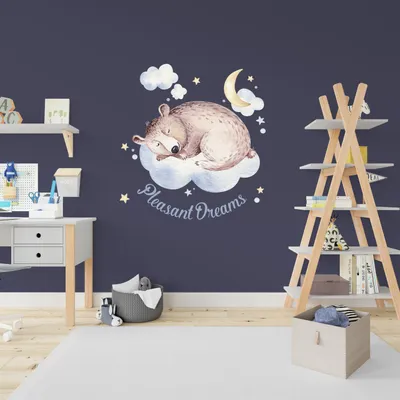 Produktbild von Decords Wandtattoo – schlafende Tiere auf Wolken für das Kinderzimmer