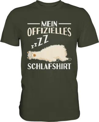 Produktbild von Offizielles Schlafshirt Nachthemd Schlafanzug Pyjama Alpaka Lama T-Shirt – Urban Khaki / L