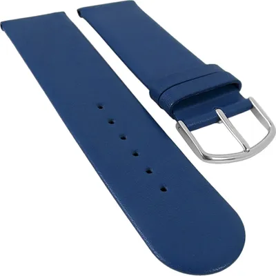 Produktbild von Eulit Uhrenarmband Schafnappa blau Leder ohne Naht seidenmatt, Stegbreite:18mm, Schließe:Silbern