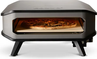 Produktbild von Cozze Pizzaofen Modell 17, Edelstahl, 8 kW, 450°C, 2 Min. Backzeit, Backfläche 42,5x42,5 cm, Maße (BxTxH) 60,5x60,5x30,5 cm, 21,3 kg, inkl. Cordierit-Pizzastein, Überdruckventil, Gasschlauch, Frontöffnung 44,5x10,5 cm, für Pizza, Flammkuchen, Fladenbrot, Tortillas & Calzones
