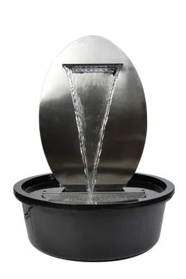 Obrázek produktu pro Köhko® vodní stěna Ø 37,5 cm ve tvaru vejce s LED osvětlením „Ellisse“ 22013 z matně kartáčované nerezové oceli s pryskyřičnou nádrží