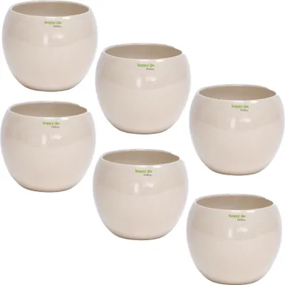 Produktbild von Set6 6 Keramik Blumentöpf Pisa rund sand beige Ø 16 cm H 13.5 cm