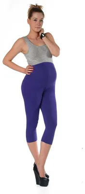 Produktbild von Umstandsleggings 3/4 Baumwolle Schwangerschaft Bauchbund EU Violett S/36