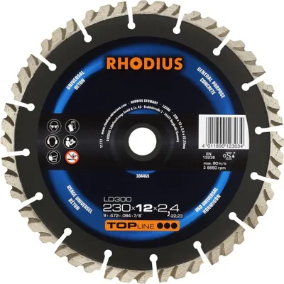 Obrázok produktu pre Rhodius 304465 LD300 Diamond cutting disc Diameter 230 mm Bore diameter 22.23 mm Concrete 1 pc(s)