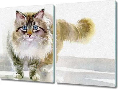 Produktbild von Coloray Kochplattenabdeckung Herdabdeckplatte 2x40x52 cm Hackbrett Schneidebrett Küchenbrett - Haustier Katze