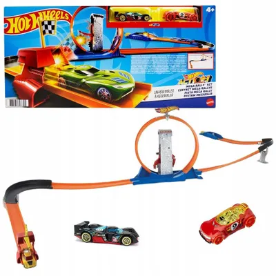 Produktbild von Hot Wheels FVJ21 Mega Rally Loop Rennstrecken-Set mit Autos
