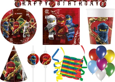 Produktbild von 157-tlg. Set Kindergeburtstag Party Feier Fete Deko Motto Lego Ninjago