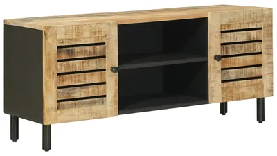 Image de Armoires de rangement en bois massif, finition naturelle, dimensions : 105 x 33 x 46 cm, en bois de mangue