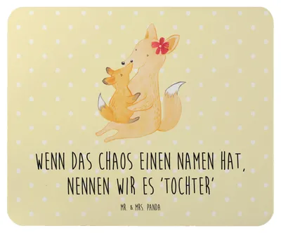 Produktbild von Mr. & Mrs. Panda Mousepad Chaos Tochter - Gelb Pastell - Geschenk, mousematte, Mouse Pad, mauspad pc, Familienleben, Humor, Freude, Handarbeit, mausteppich, Liebe
