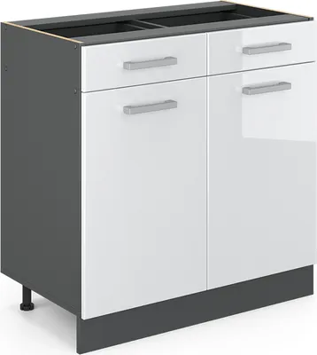 Produktbild von Vicco Küchenunterschrank R-Line, 80 cm ohne Arbeitsplatte, Weiß Hochglanz/Anthrazit