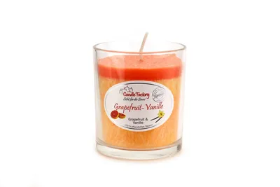 Produktbild von Party Light Duftkerze von Candle Factory im Glas und tollen Farben und Düften : Grapefruit-Vanille Duft Party Light: Grapefruit-Vanille