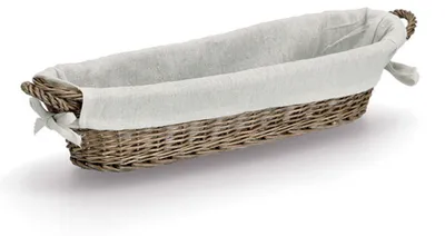 Produktbild von ZELLER Baguette-Korb 14175 mit Beutel, Weide und Canvas, 49 x 14 x 10 cm