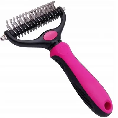 Image de Brosse à cheveux pour chiens et chats Brosse pour chiens Peigne double face Brosse en acier inoxydable Peigne pour le soin des chiens à poils longs et courts