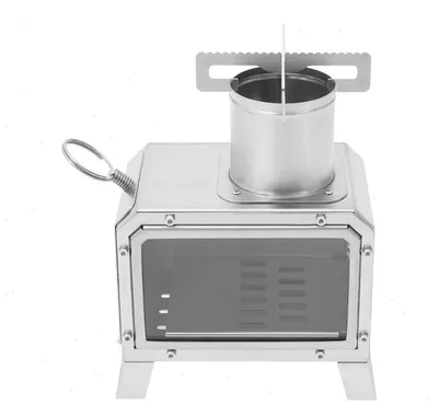 Produktbild von Campingofen - Zeltofen Holzofen - Edelstahl 201 - Glasfenster - Höhe 25,9 cm - Tragbar zum Kochen im Freien - Silber