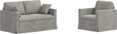 Zdjęcie produktu dla Zestaw sof vidaXL, 2 szt., jasnoszary, 138 x 78 x 80 cm, aksamit